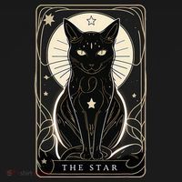 Star Cat Tarot Card Graphic For Tarot Cat Lovers Kids Sweatshirt thumb 2