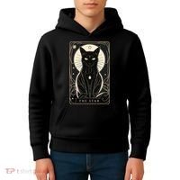 Star Cat Tarot Card Graphic For Tarot Cat Lovers Kids Hoodie thumb 4