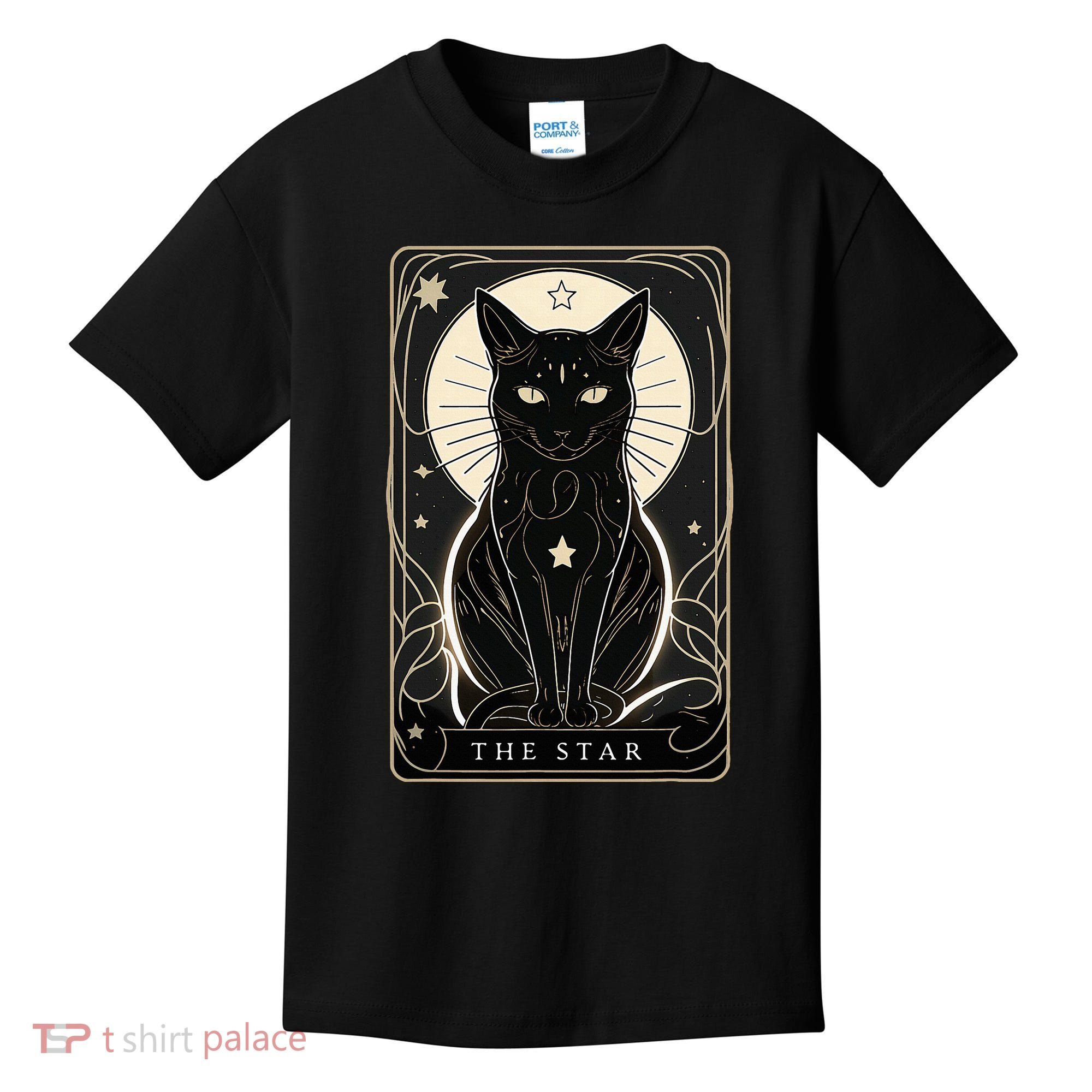 Star Cat Tarot Card Graphic For Tarot Cat Lovers Kids T-Shirt