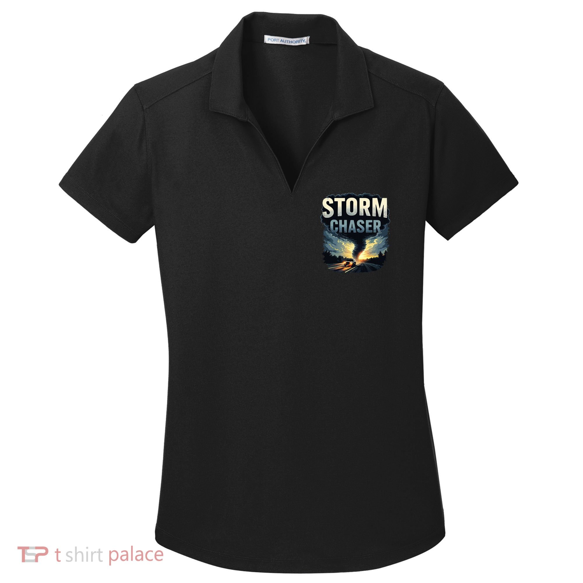Storm Chaser Tornado Picture Weather Meteorologist Women's Dry Zone Grid Polo