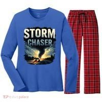 Storm Chaser Tornado Picture Weather Meteorologist Women's Long Sleeve Flannel Pajama Set  thumb 0