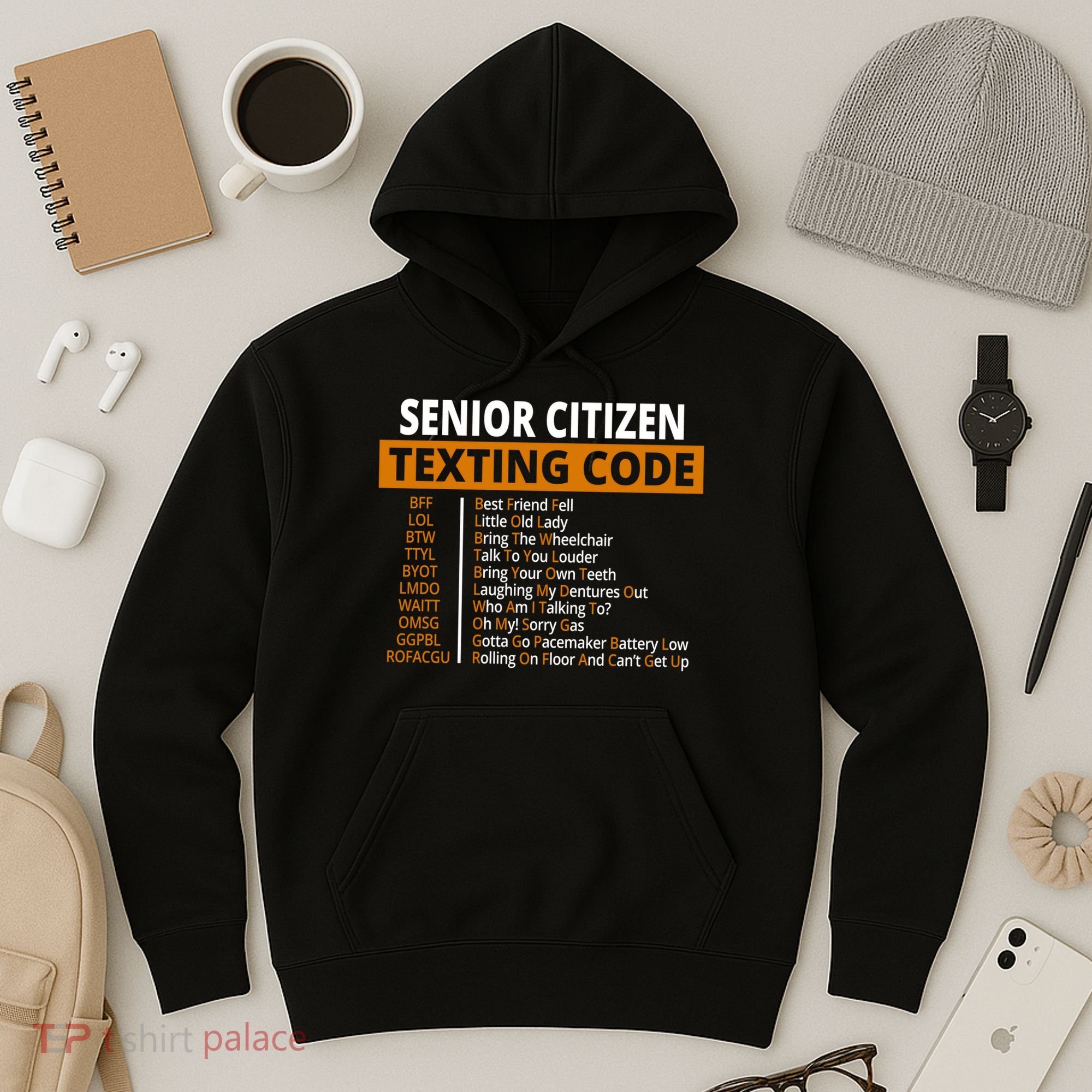 Senior Citizen Texting Code Funny Hoodie