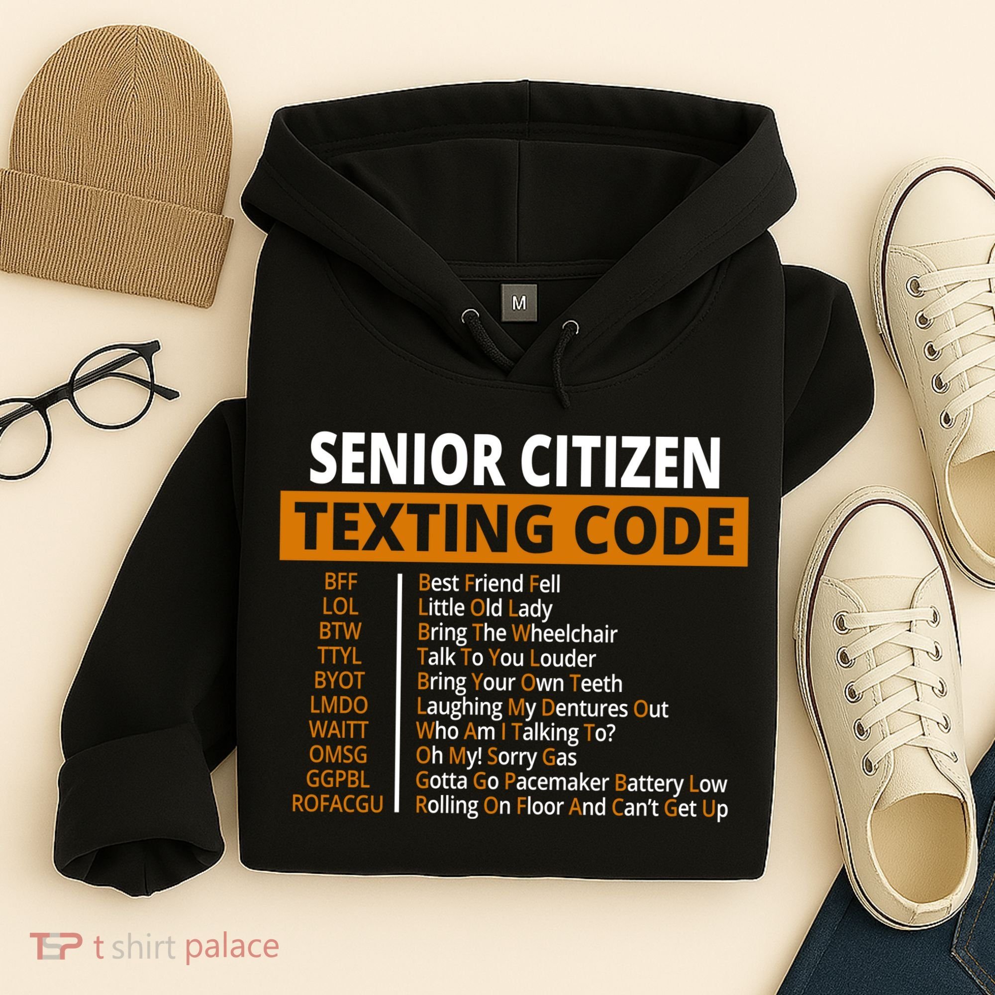Senior Citizen Texting Code Funny Hoodie