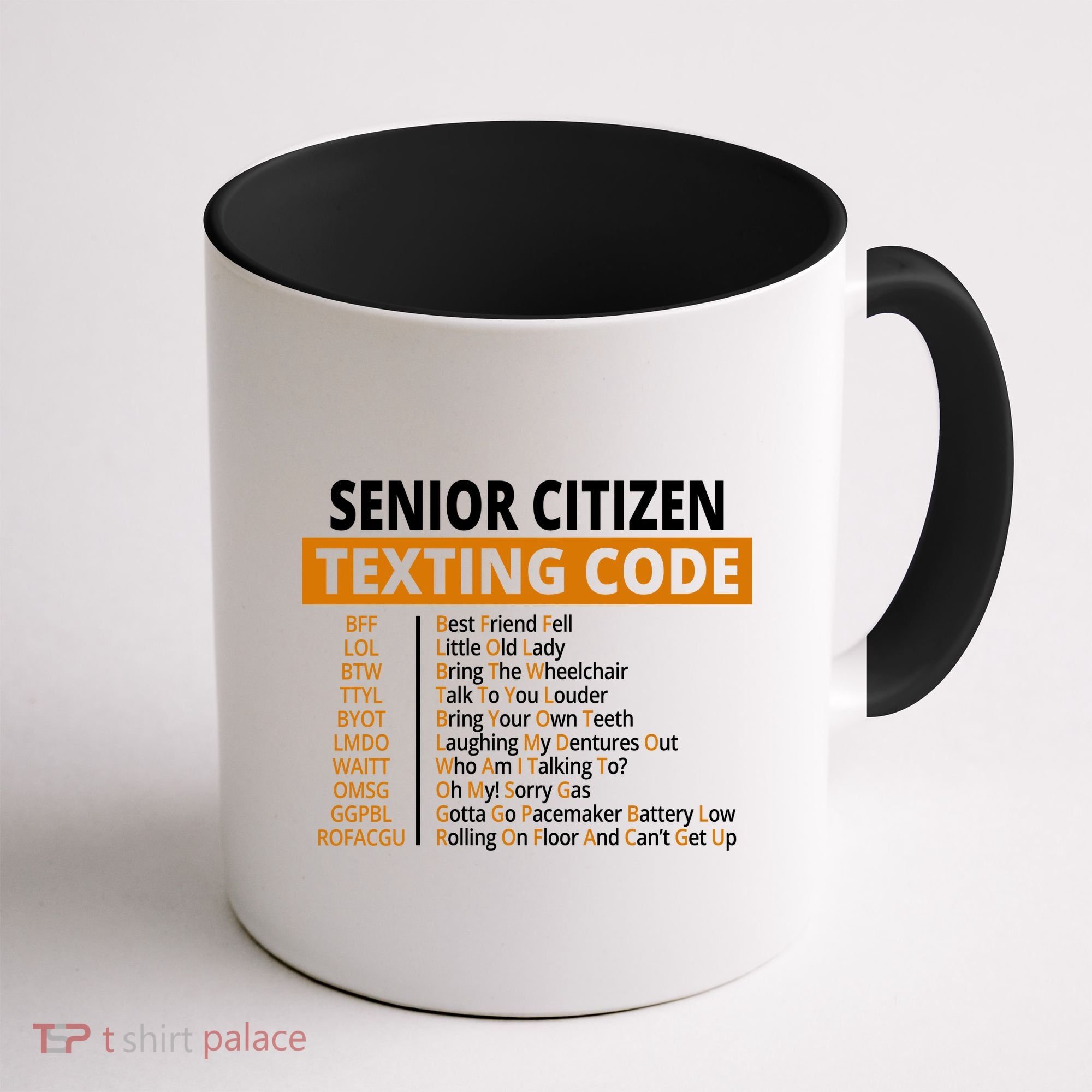 Senior Citizen Texting Code Funny Coffee Mug