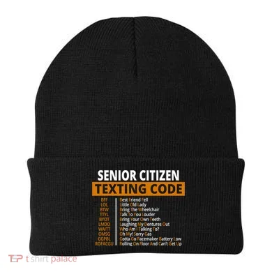 Senior Citizen Texting Code Funny Beanie
