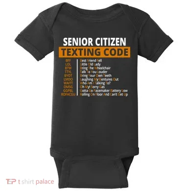 Senior Citizen Texting Code Funny Baby Bodysuit