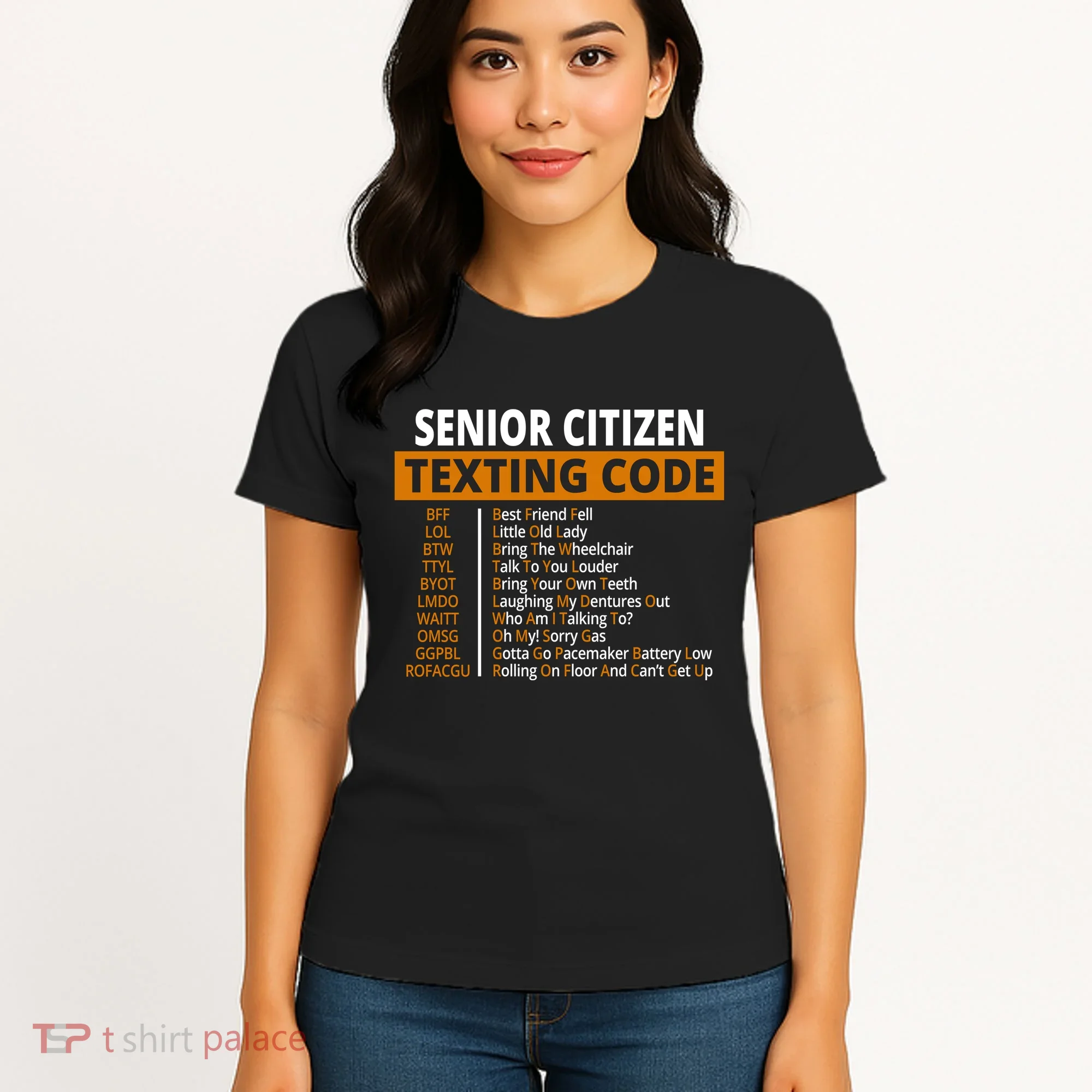 Senior Citizen Texting Code Funny Women's T-Shirt