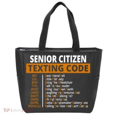 Senior Citizen Texting Code Funny Tote Bag