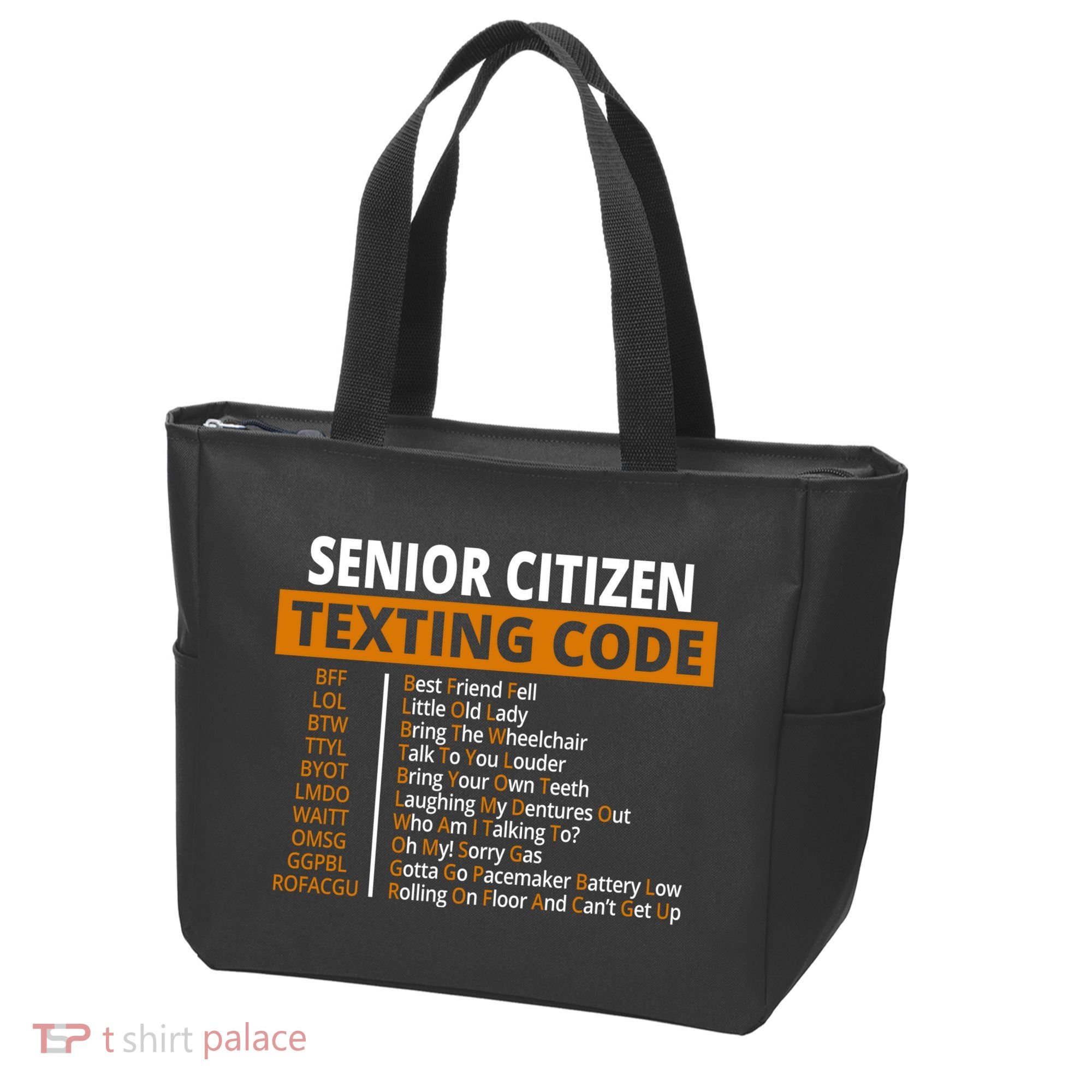 Senior Citizen Texting Code Funny Tote Bag