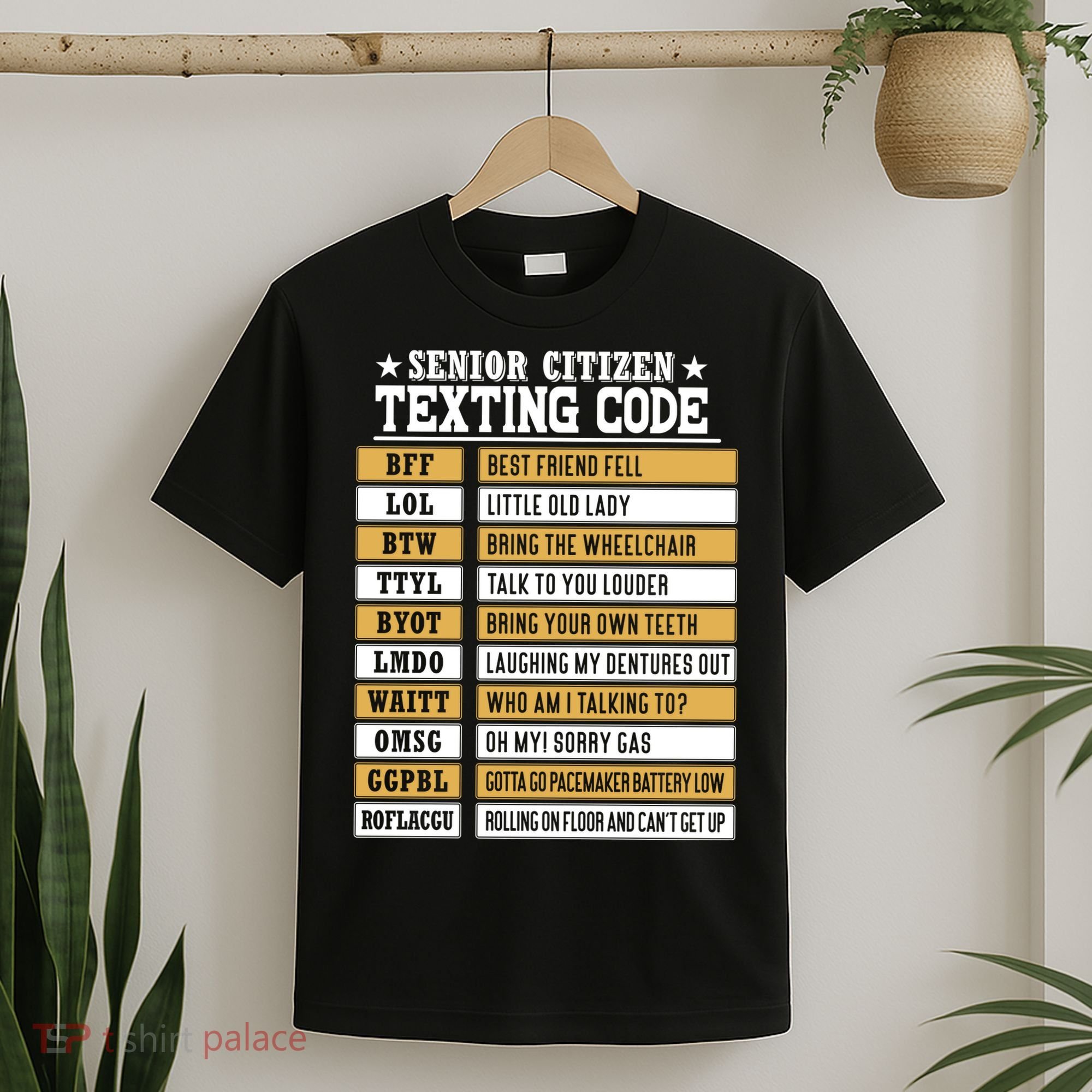 Senior Citizen Texting Code Funny Old People Gift T-Shirt