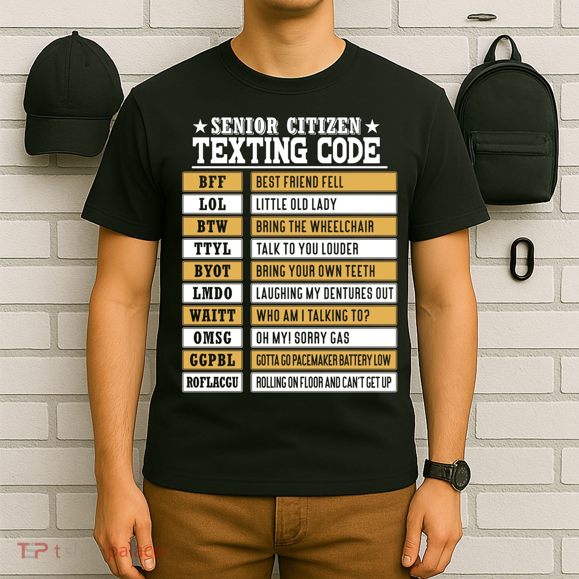 Senior Citizen Texting Code Funny Old People Gift T-Shirt