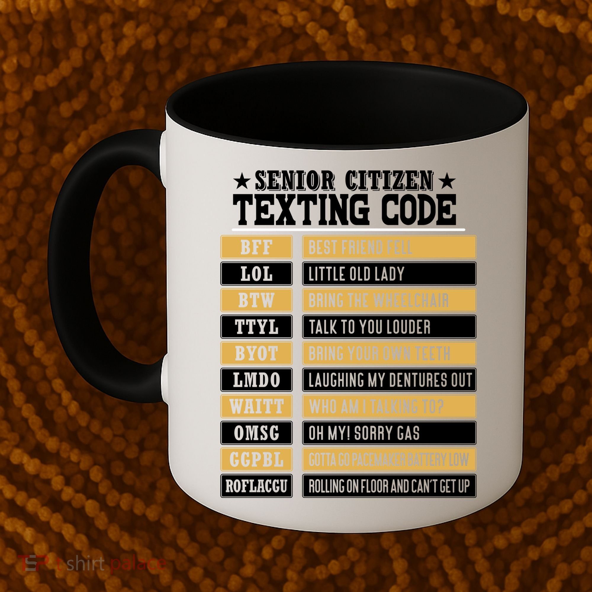 Senior Citizen Texting Code Funny Old People Gift Coffee Mug