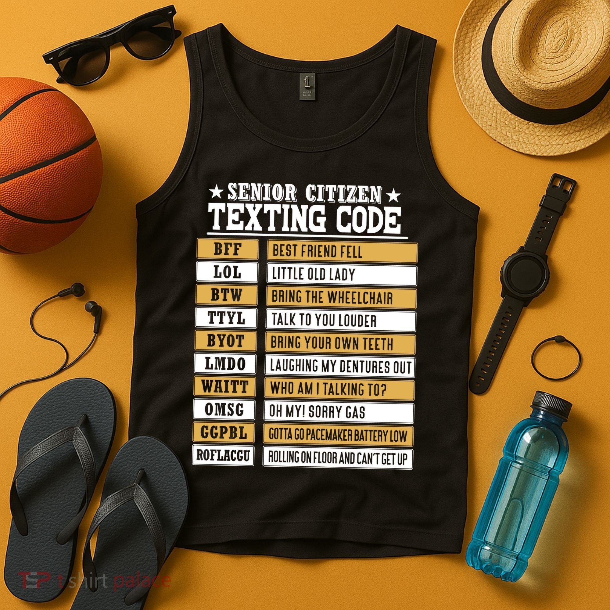 Senior Citizen Texting Code Funny Old People Gift Tank Top