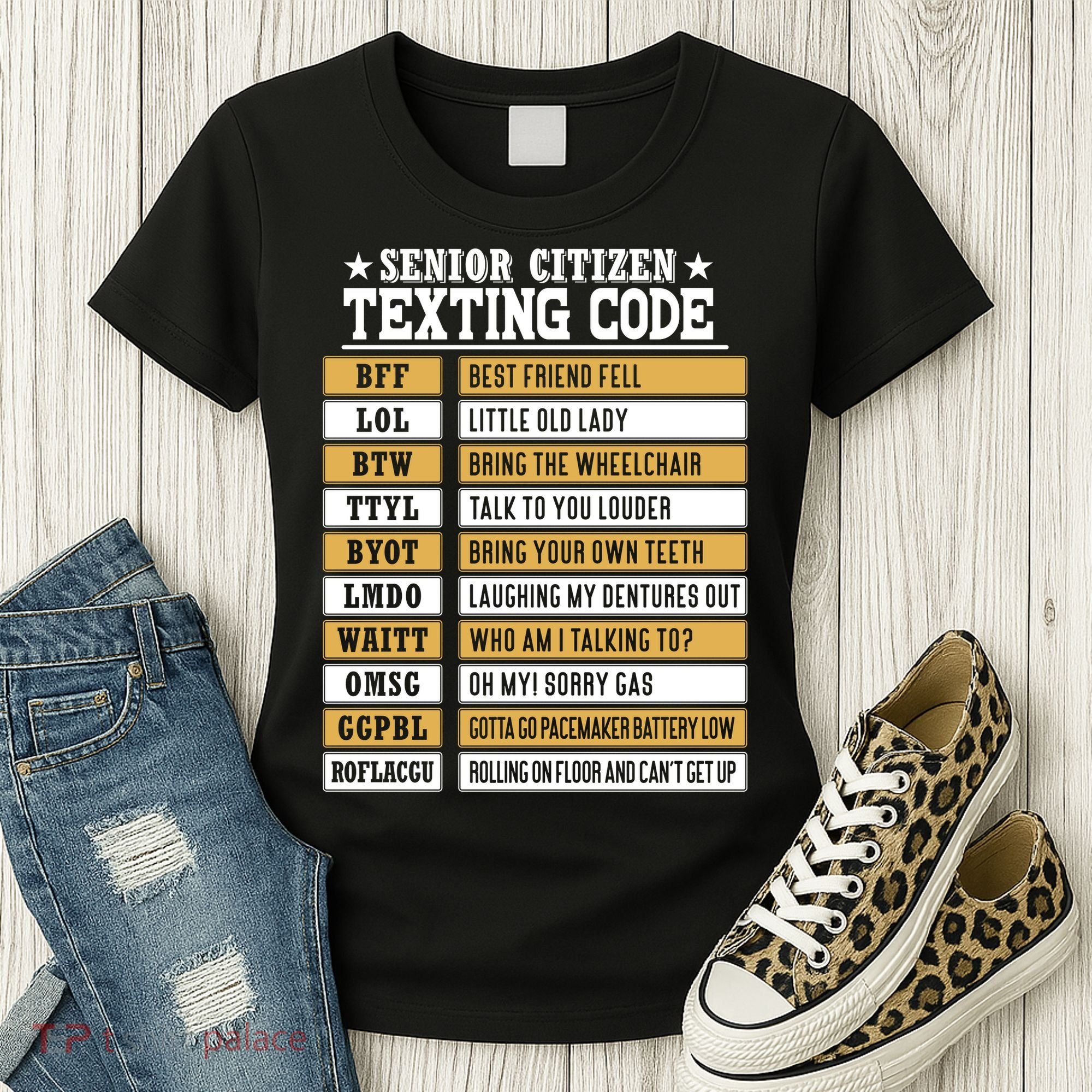 Senior Citizen Texting Code Funny Old People Gift Women's T-Shirt