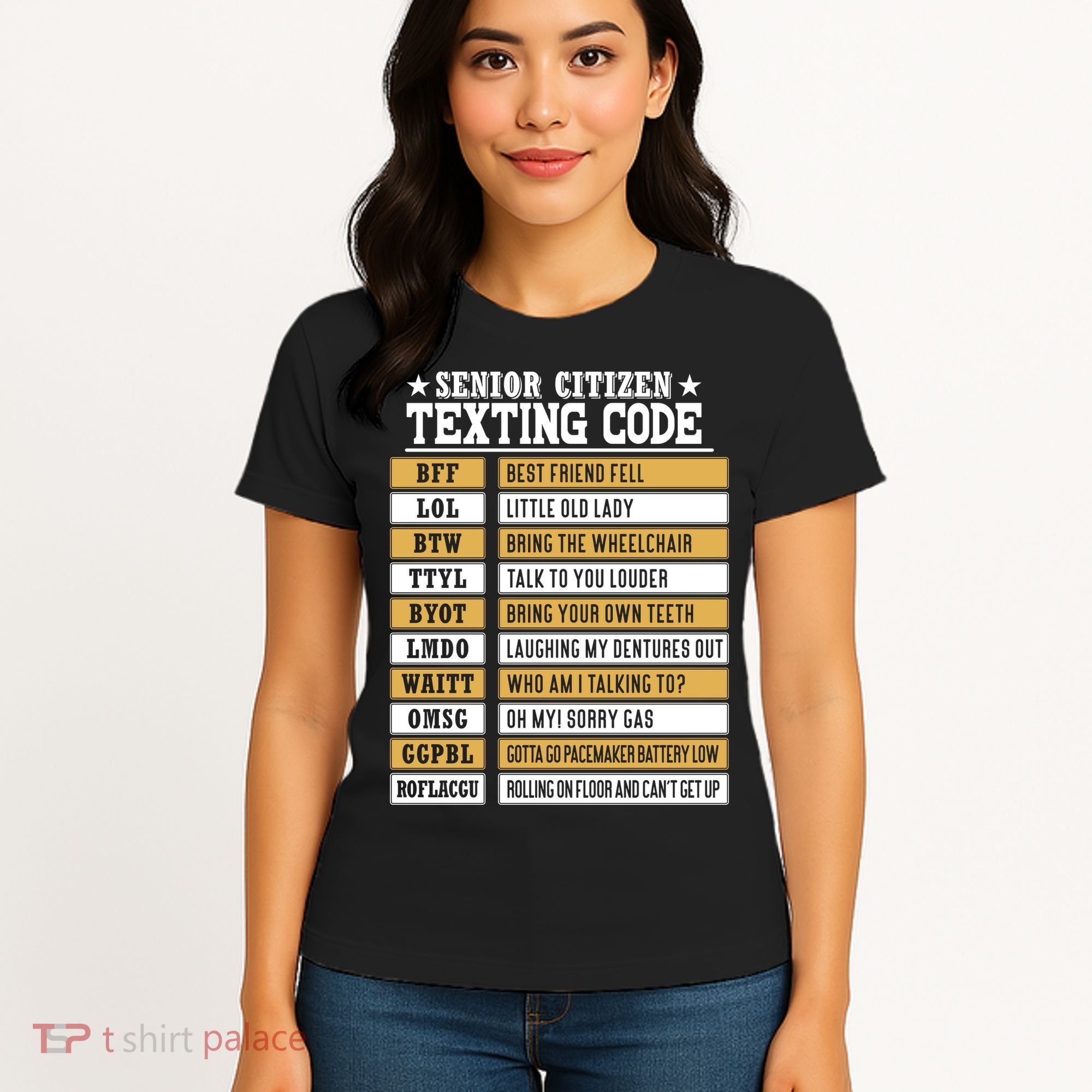 Senior Citizen Texting Code Funny Old People Gift Women's T-Shirt