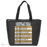 Senior Citizen Texting Code Funny Old People Gift Tote Bag thumb 0