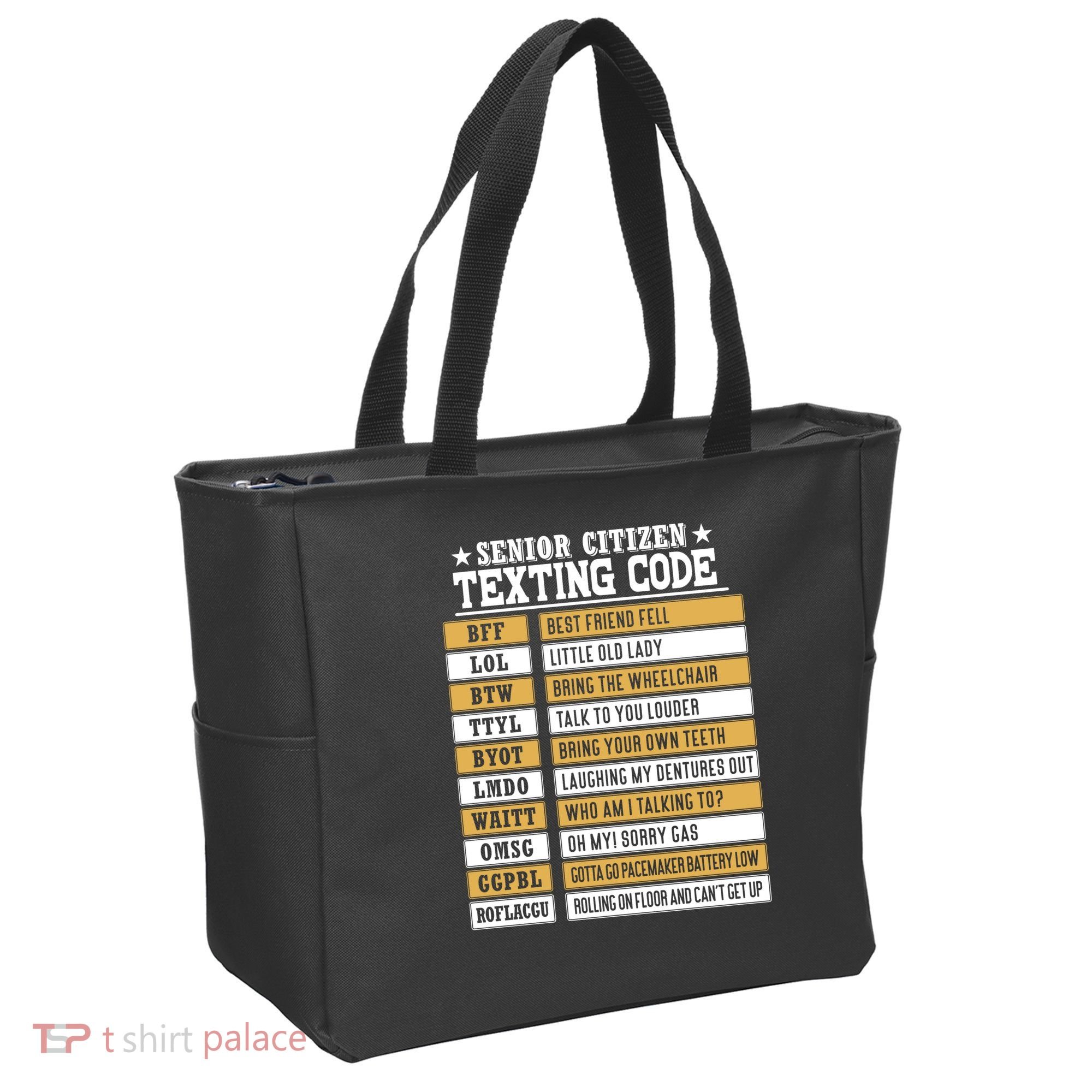 Senior Citizen Texting Code Funny Old People Gift Tote Bag