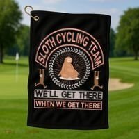 Sloth Cycling Team We'll Get There When We Get There Golf Towel thumb 1