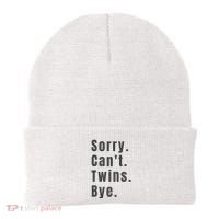 Sorry Can’T Twins Bye Funny Twin Mom Beanie thumb 0