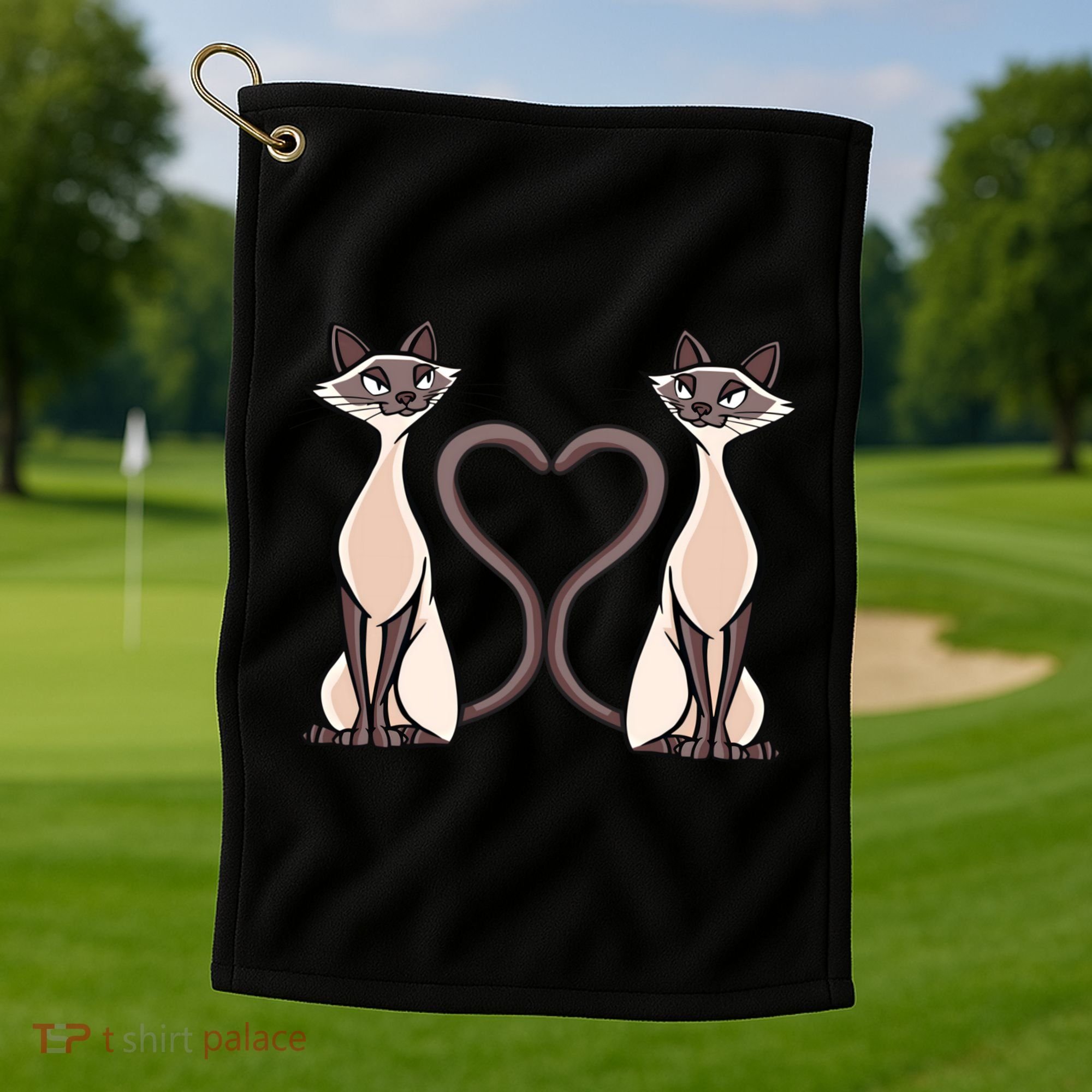 Siamese Cat Twins Gift For Siamese Cat Breed Owner Gift Golf Towel