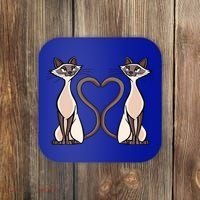 Siamese Cat Twins Gift For Siamese Cat Breed Owner Gift Coaster thumb 0