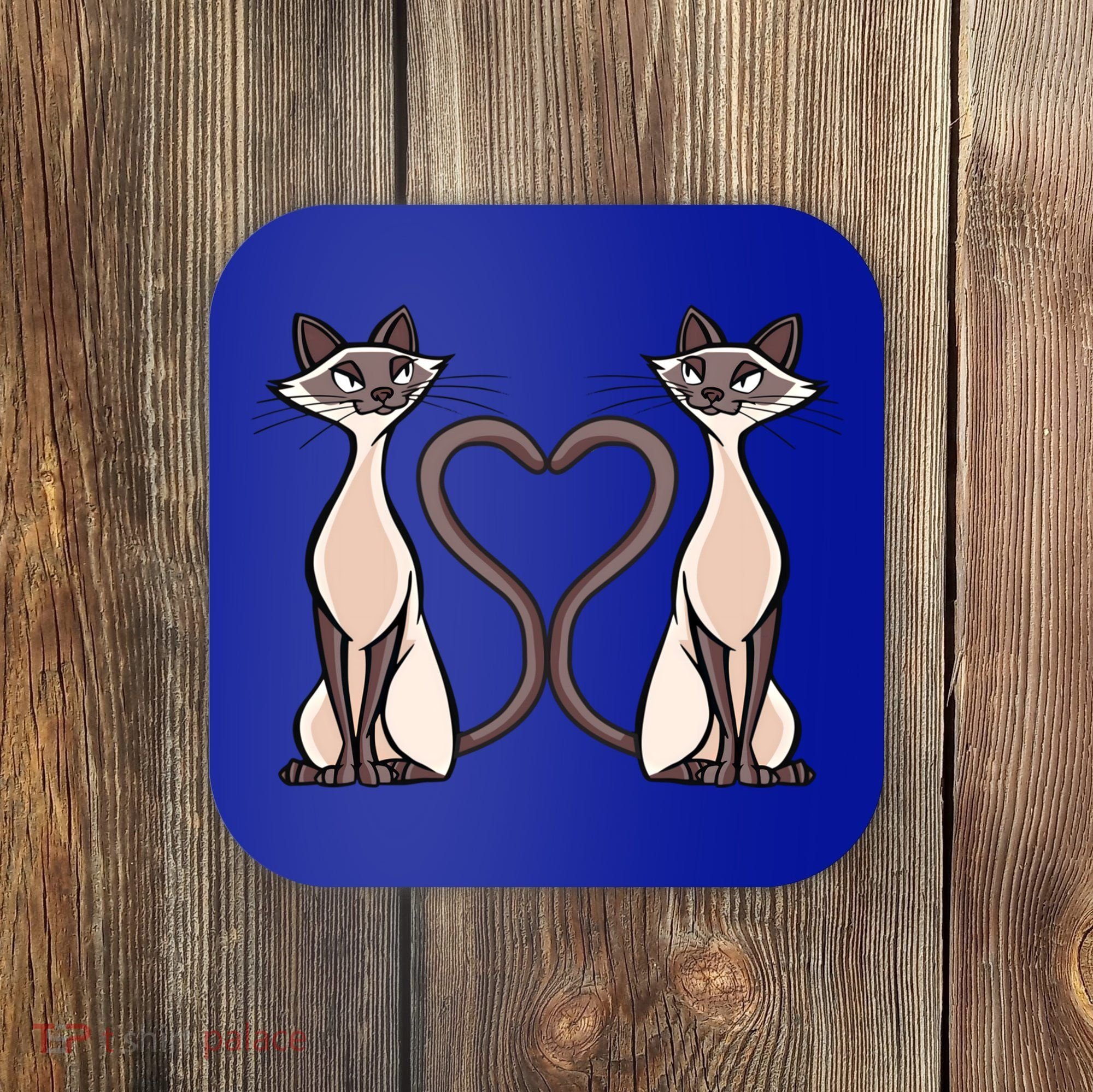 Siamese Cat Twins Gift For Siamese Cat Breed Owner Gift Coaster