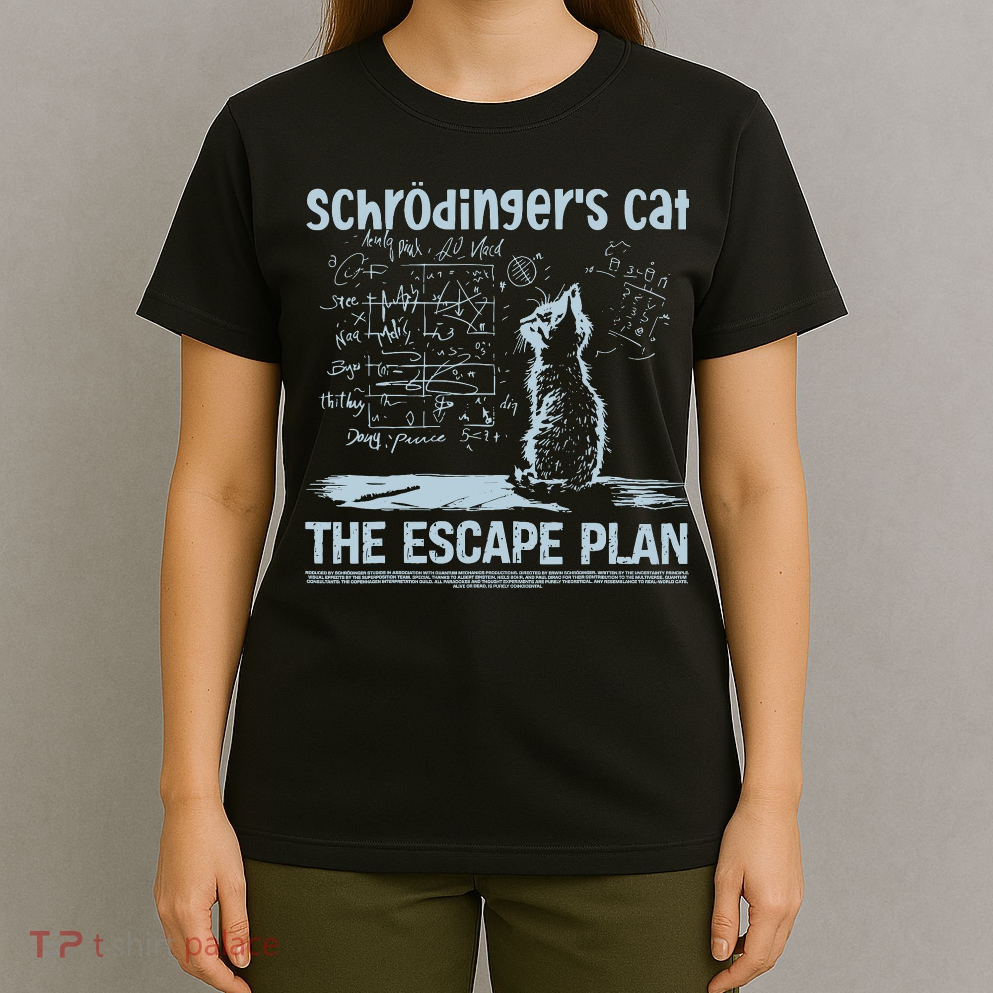 SchröDingers Cat The Escape Plan Funny Science Teacher T-Shirt