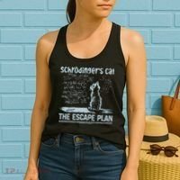 SchröDingers Cat The Escape Plan Funny Science Teacher Women's Tank Top thumb 2