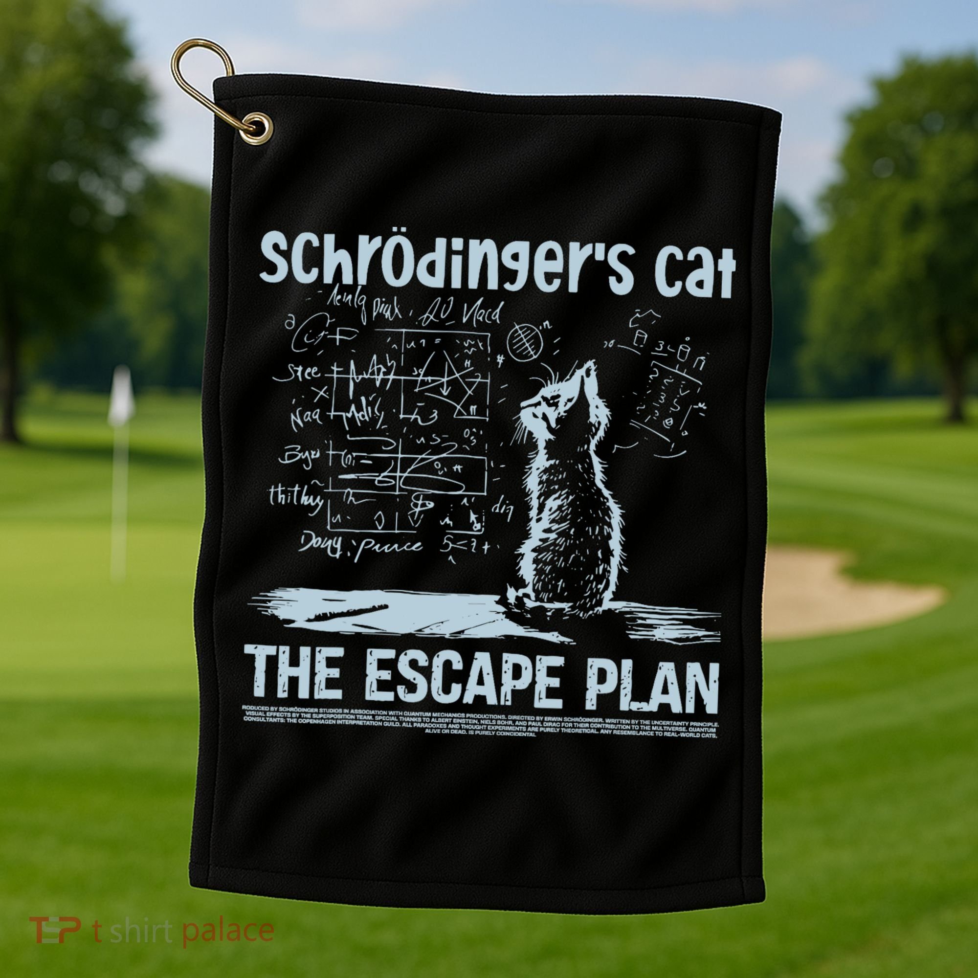 SchröDingers Cat The Escape Plan Funny Science Teacher Golf Towel
