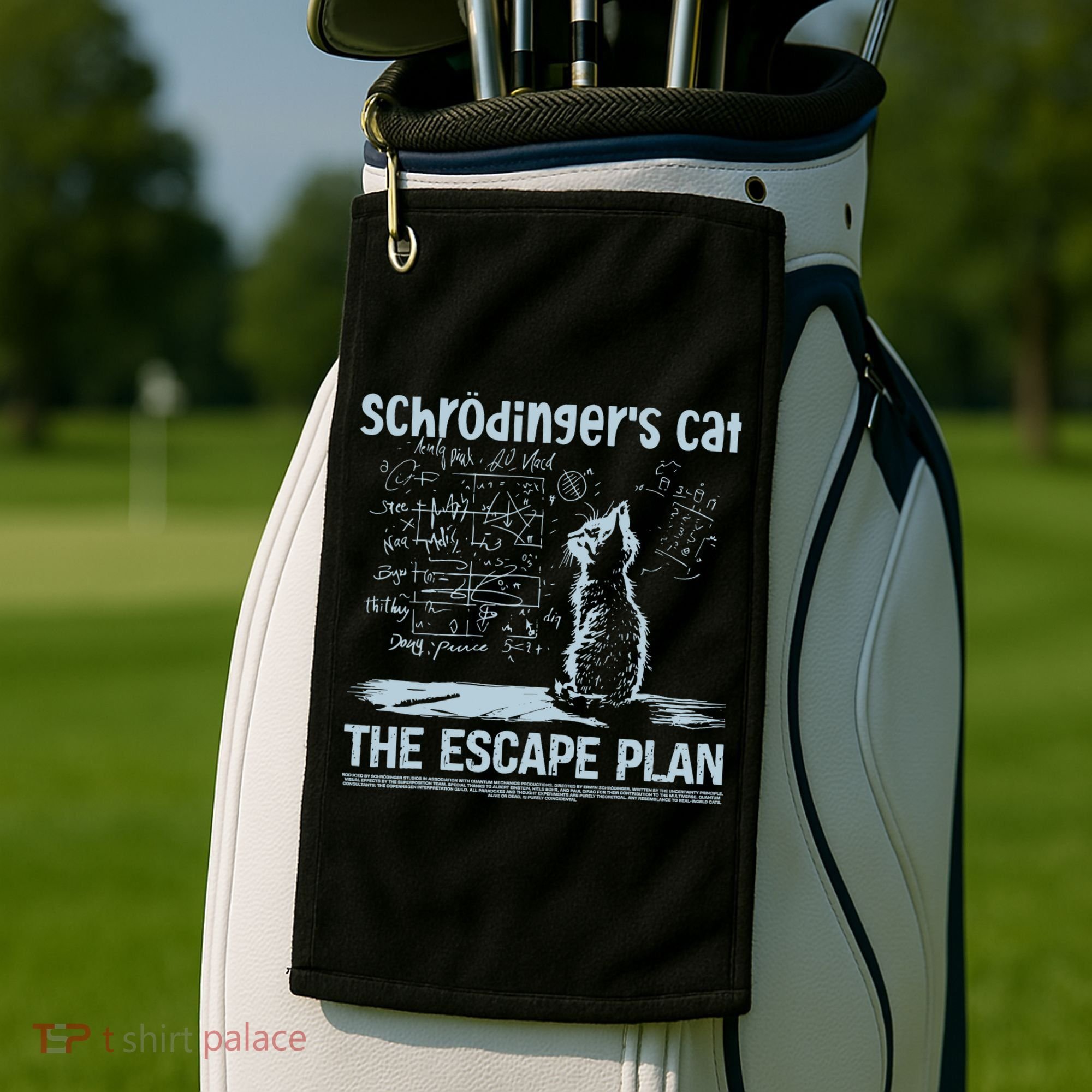 SchröDingers Cat The Escape Plan Funny Science Teacher Golf Towel