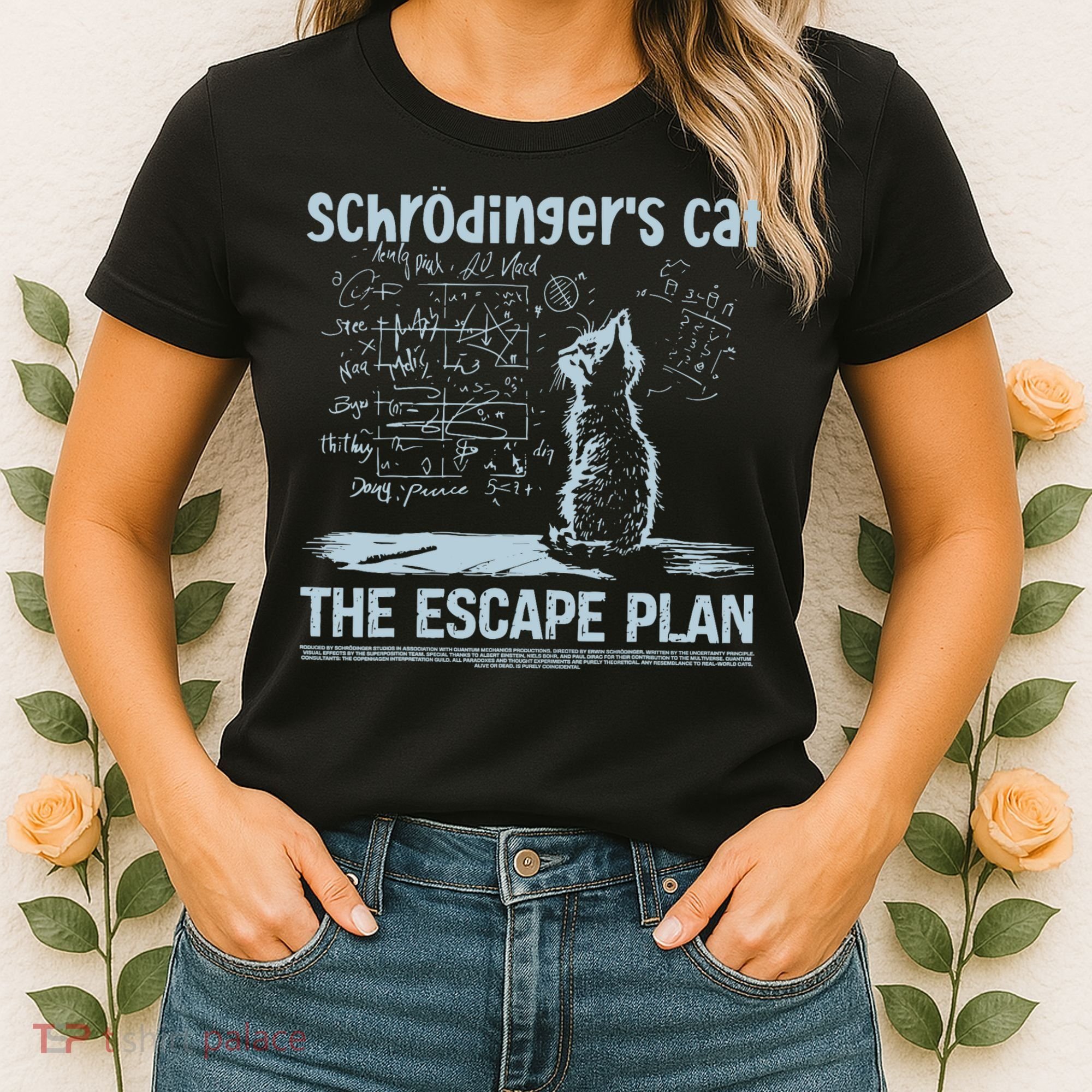 SchröDingers Cat The Escape Plan Funny Science Teacher Women's T-Shirt