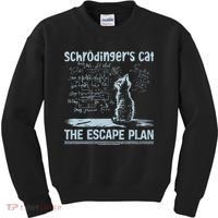 SchröDingers Cat The Escape Plan Funny Science Teacher Kids Sweatshirt thumb 0