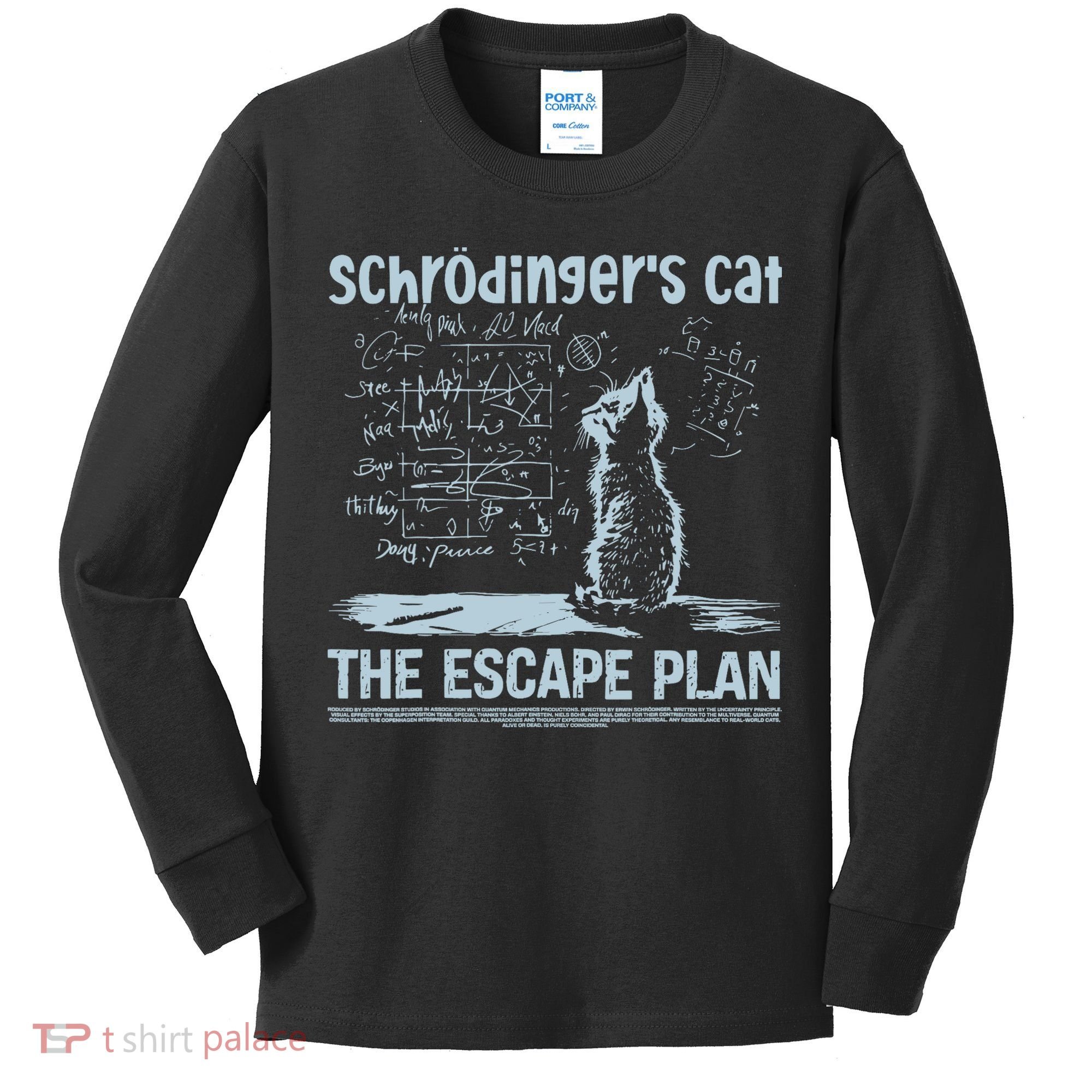 SchröDingers Cat The Escape Plan Funny Science Teacher Kids Long Sleeve Shirt