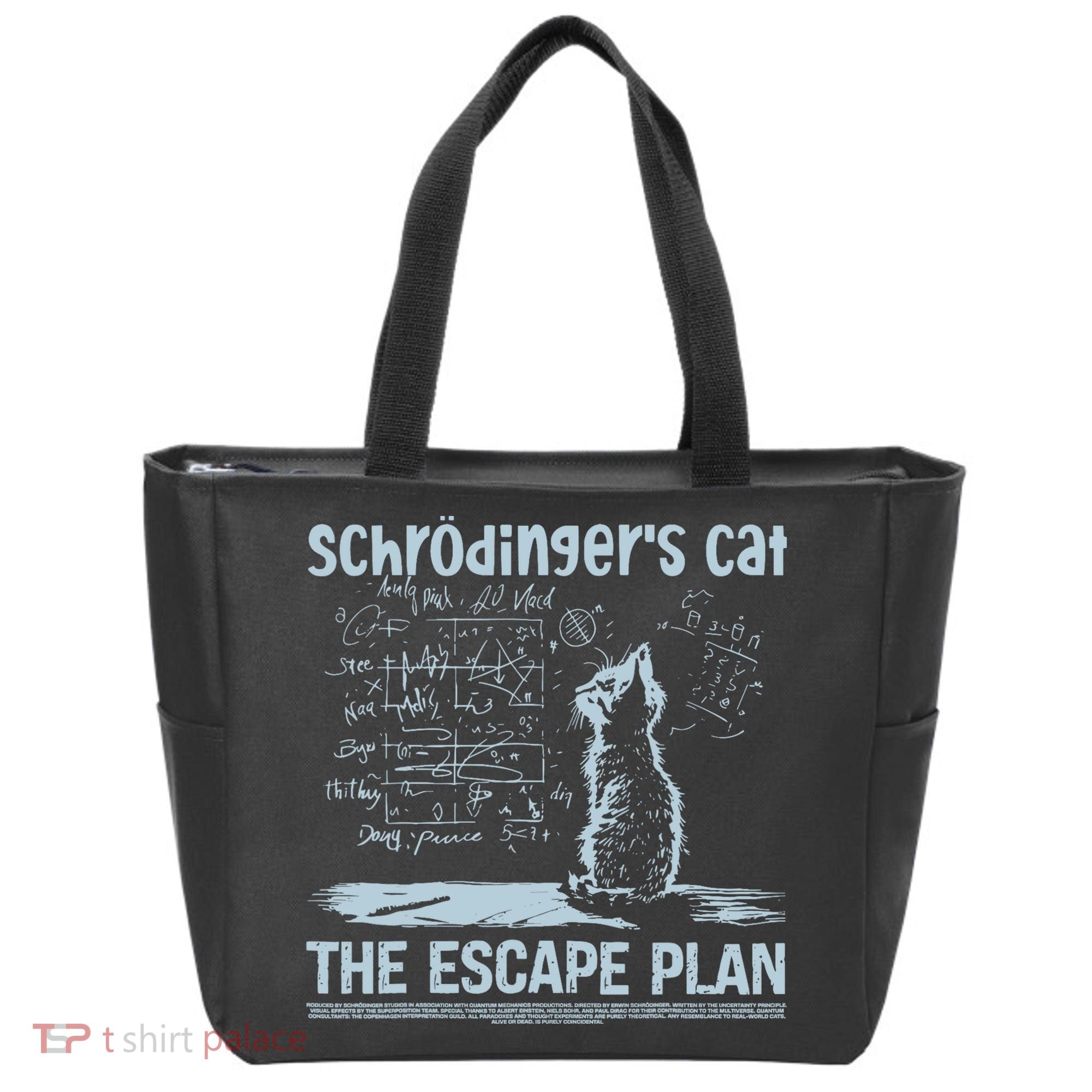 SchröDingers Cat The Escape Plan Funny Science Teacher Tote Bag