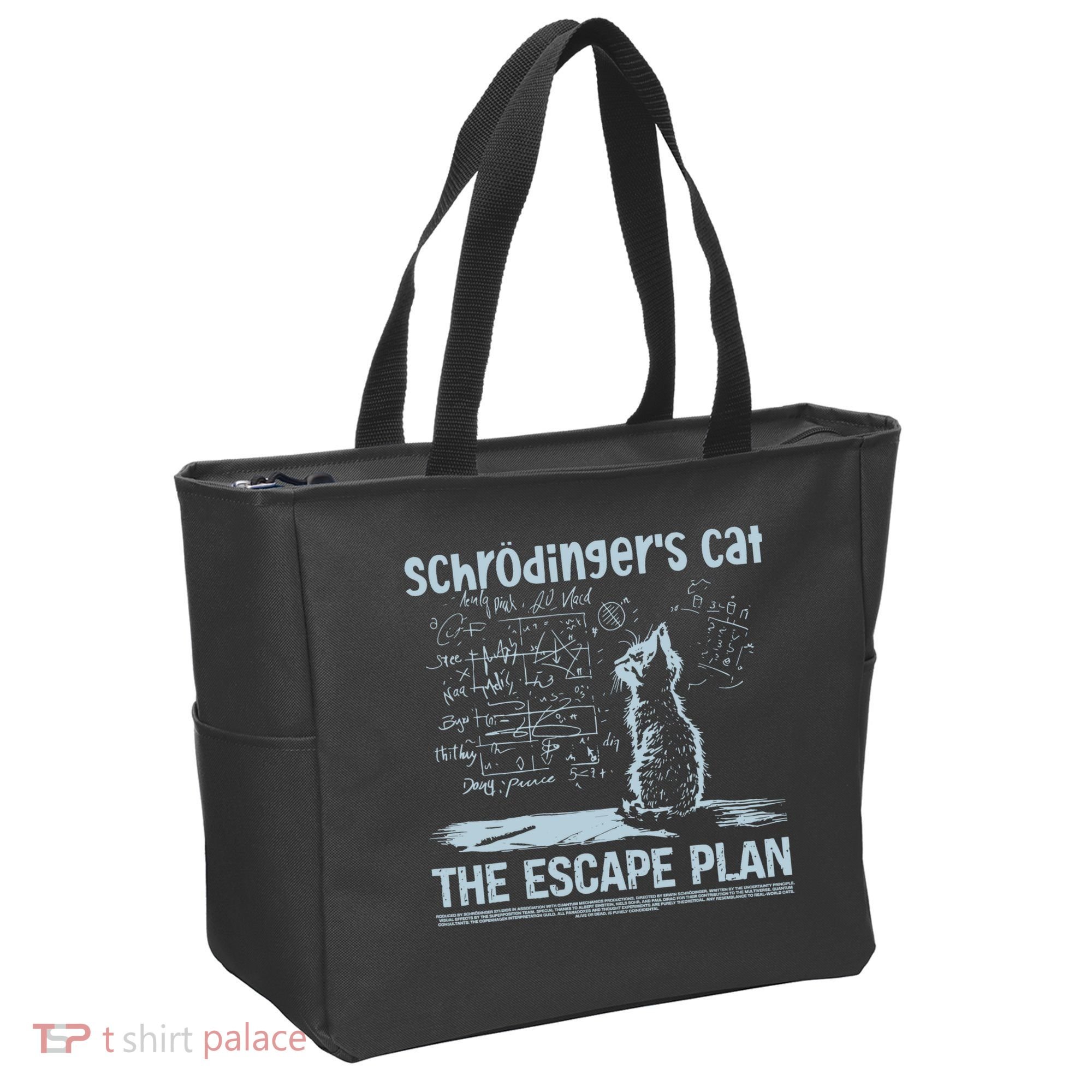 SchröDingers Cat The Escape Plan Funny Science Teacher Tote Bag