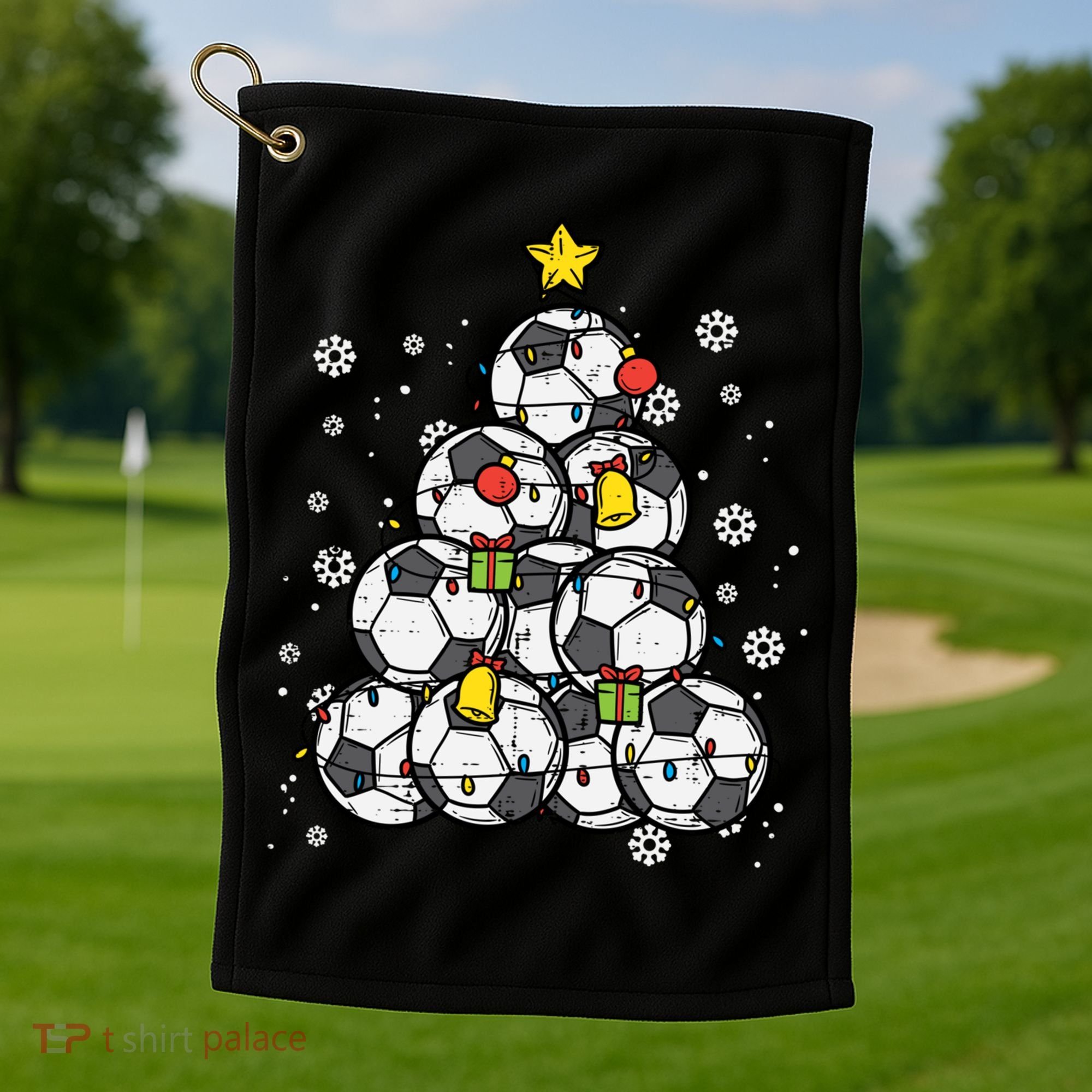 Soccer Christmas Tree Xmas Pajamas Pjs Player Boys Girls Gift Golf Towel