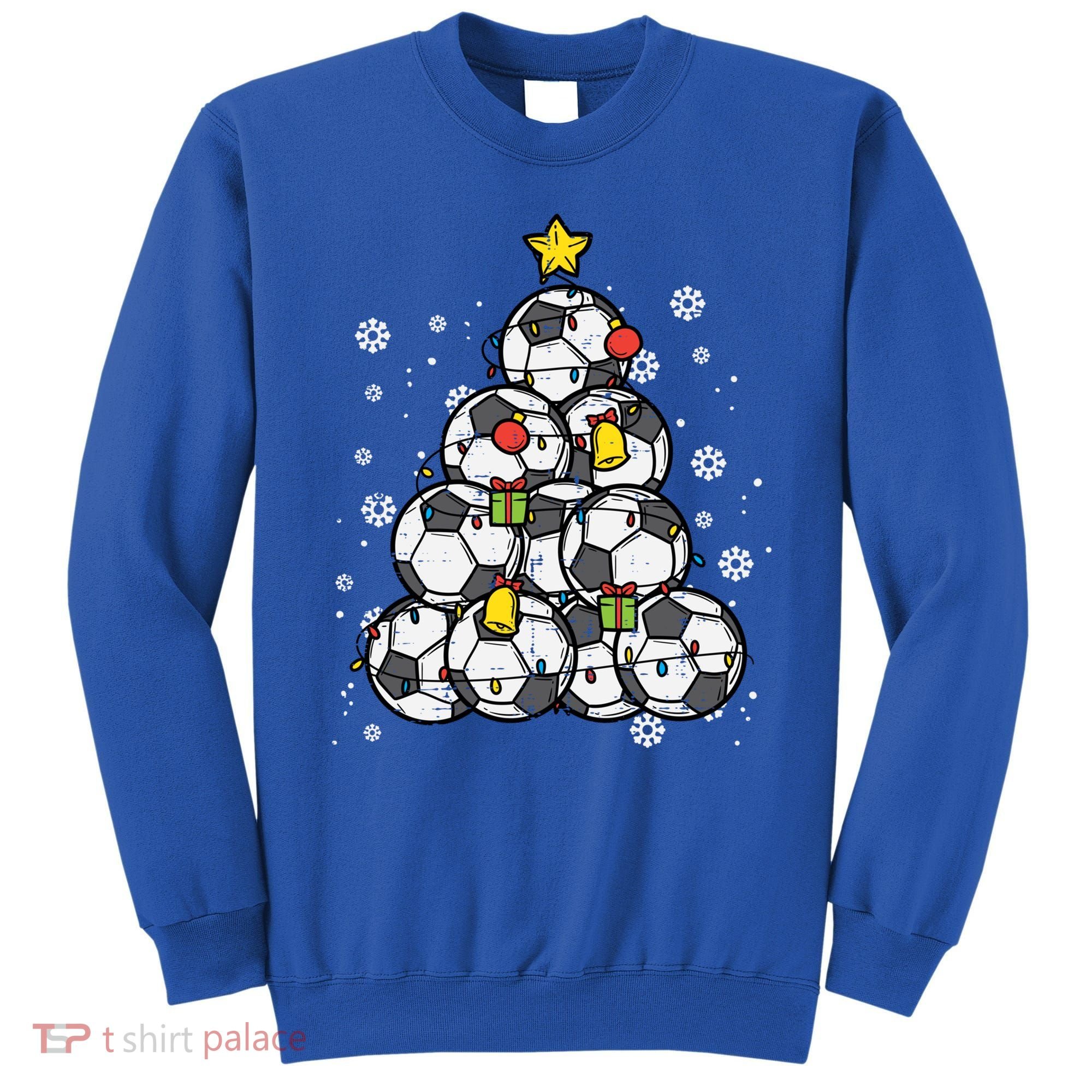 Soccer Christmas Tree Xmas Pajamas Pjs Player Boys Girls Gift Sweatshirt