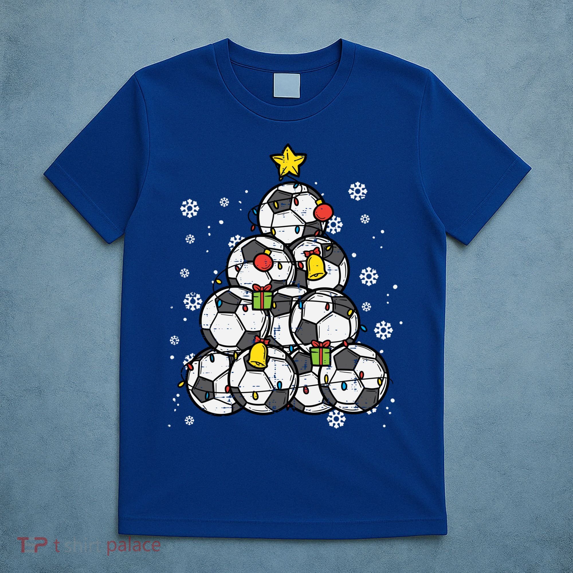 Soccer Christmas Tree Xmas Pajamas Pjs Player Boys Girls Gift T-Shirt