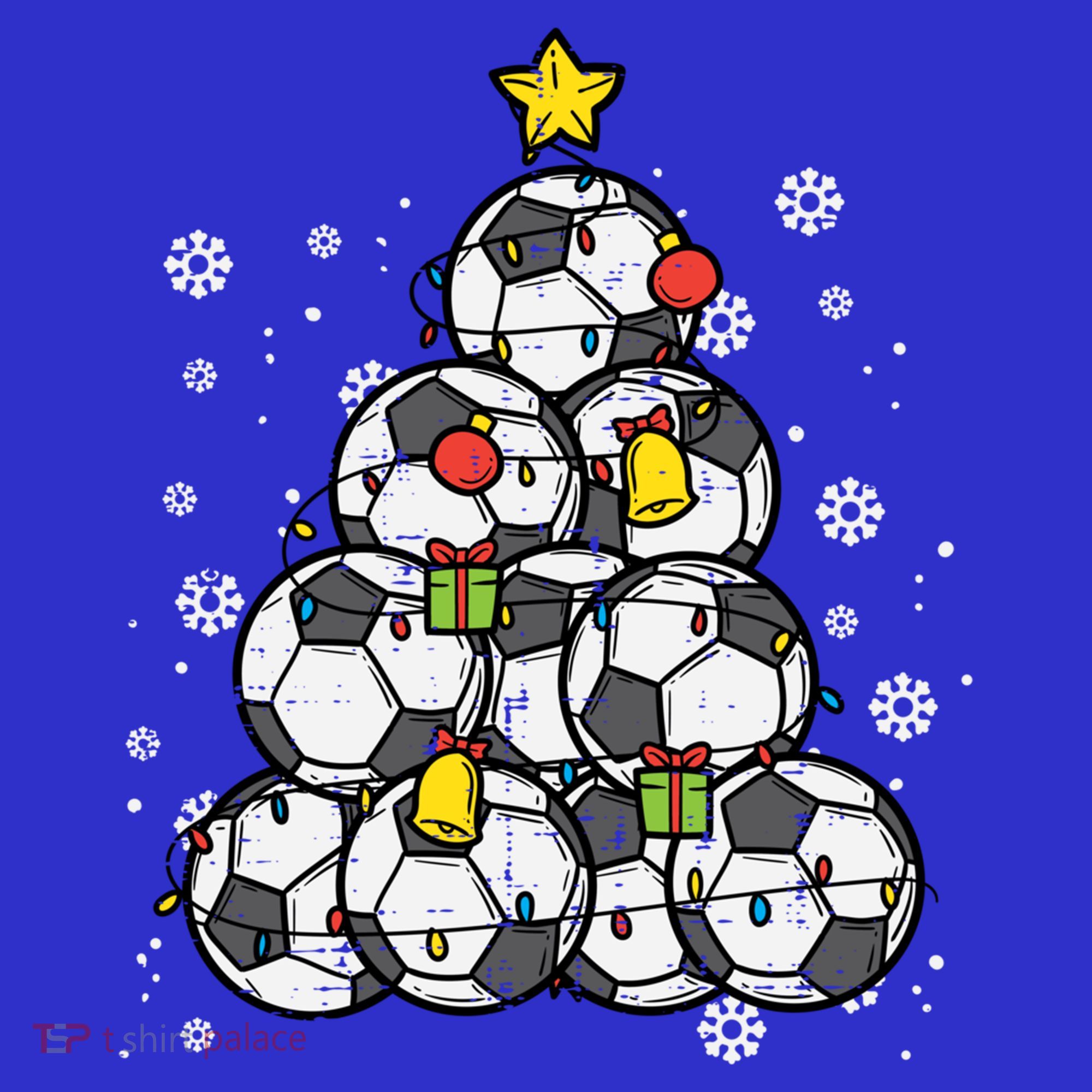Soccer Christmas Tree Xmas Pajamas Pjs Player Boys Girls Gift T-Shirt