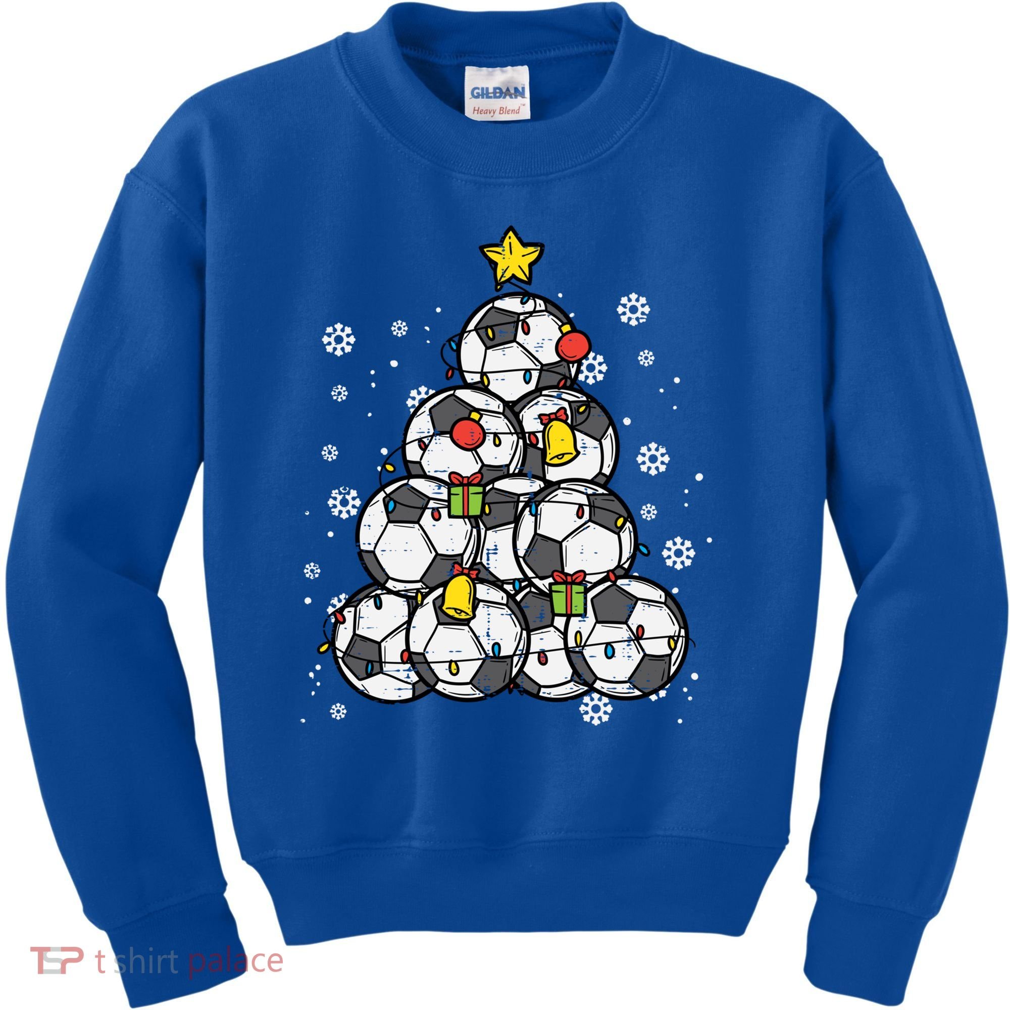 Soccer Christmas Tree Xmas Pajamas Pjs Player Boys Girls Gift Kids Sweatshirt