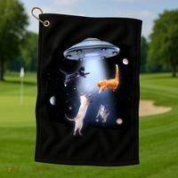 Space Cats UFO Golf Towel thumb 1