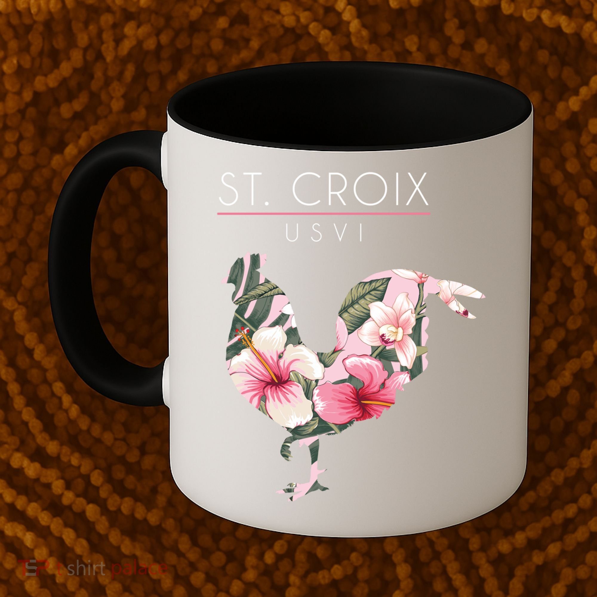 St Croix Usvi Flower Hibiscus Chicken Lover Souvenir Gift Coffee Mug