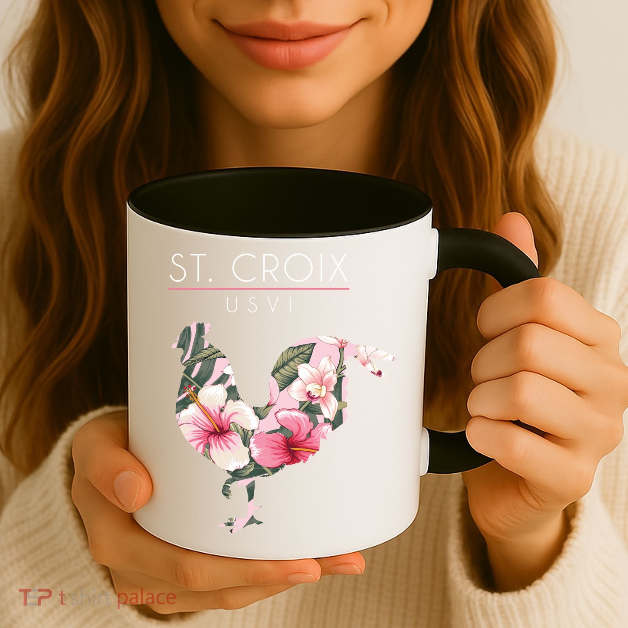 St Croix Usvi Flower Hibiscus Chicken Lover Souvenir Gift Coffee Mug