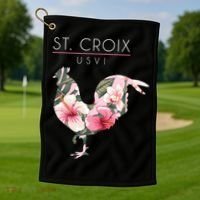 St Croix Usvi Flower Hibiscus Chicken Lover Souvenir Gift Golf Towel thumb 1