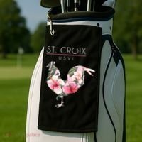 St Croix Usvi Flower Hibiscus Chicken Lover Souvenir Gift Golf Towel thumb 2