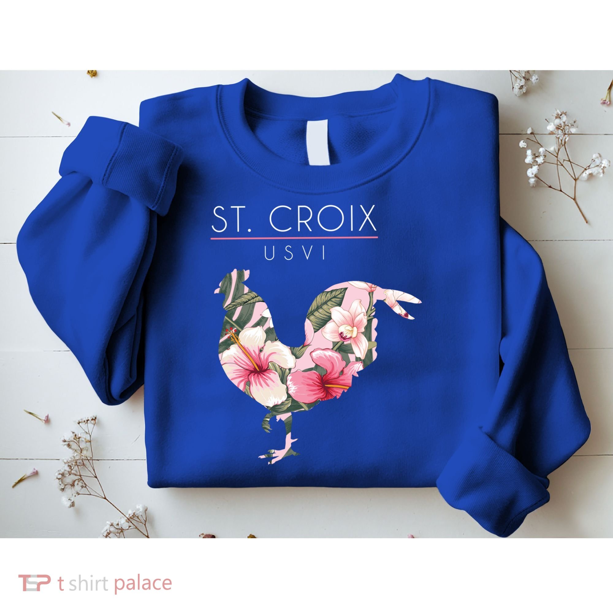 St Croix Usvi Flower Hibiscus Chicken Lover Souvenir Gift Sweatshirt