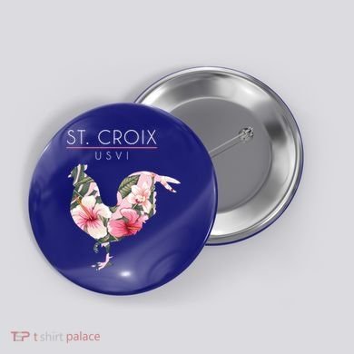 St Croix Usvi Flower Hibiscus Chicken Lover Souvenir Gift Button