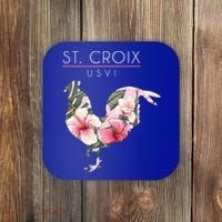 St Croix Usvi Flower Hibiscus Chicken Lover Souvenir Gift Coaster thumb 0