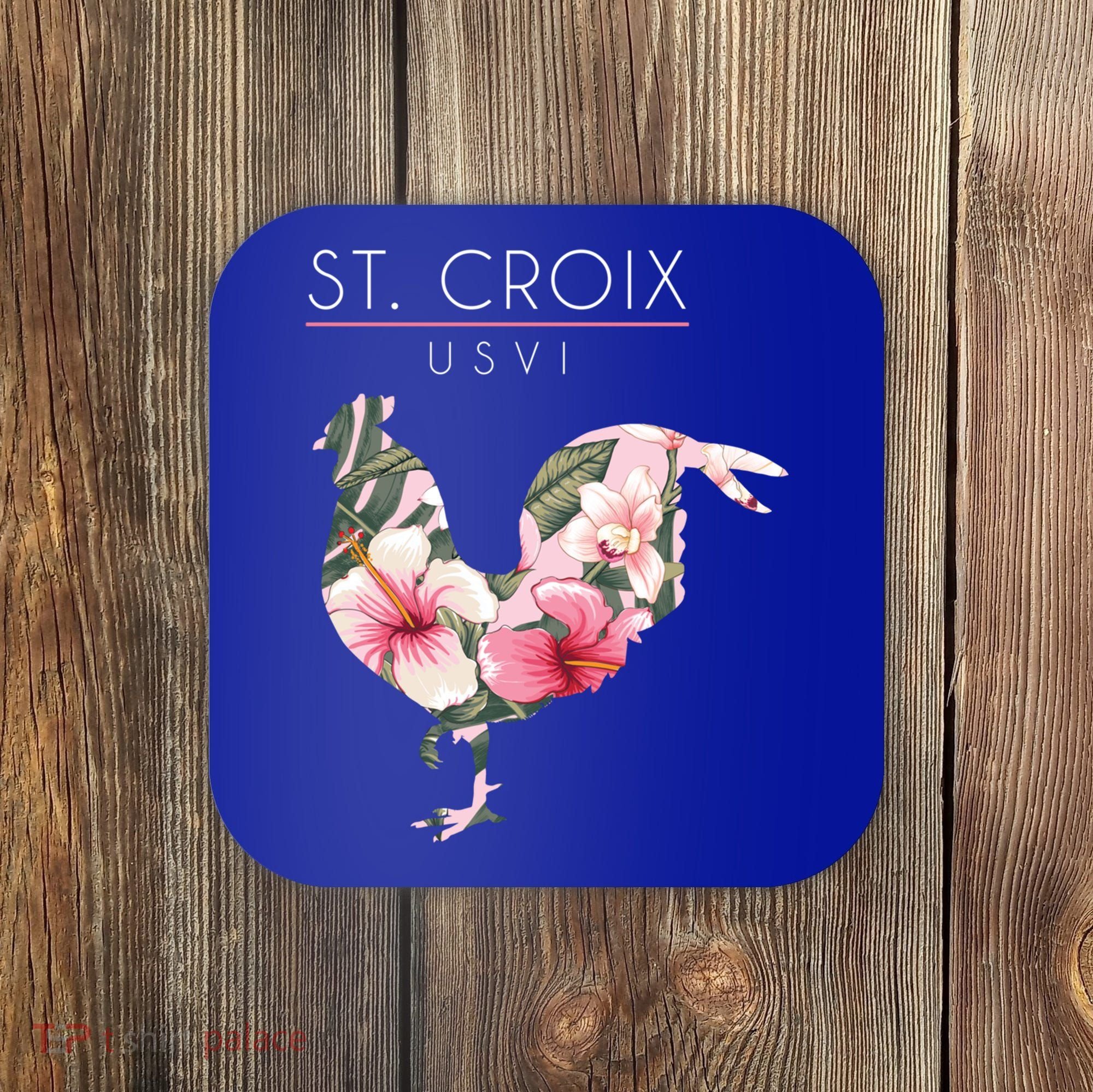 St Croix Usvi Flower Hibiscus Chicken Lover Souvenir Gift Coaster