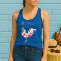 St Croix Usvi Flower Hibiscus Chicken Lover Souvenir Gift Women's Tank Top thumb 2